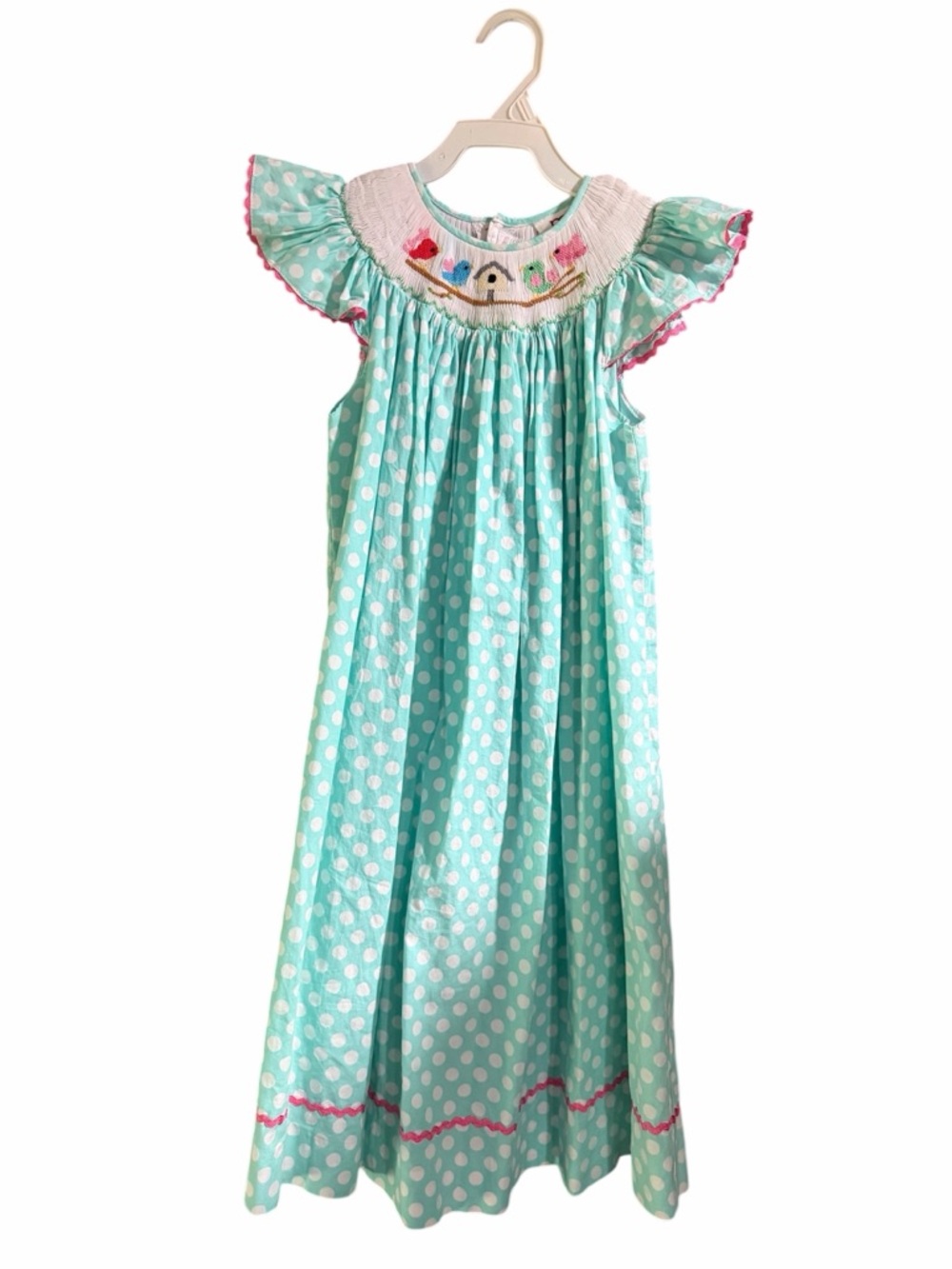 Mom & Me Smocked Polka Dot & Birdhouse Theme Dress